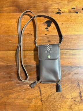 Used Nena & Co. Brown Leather Crossbody Phone Pouch